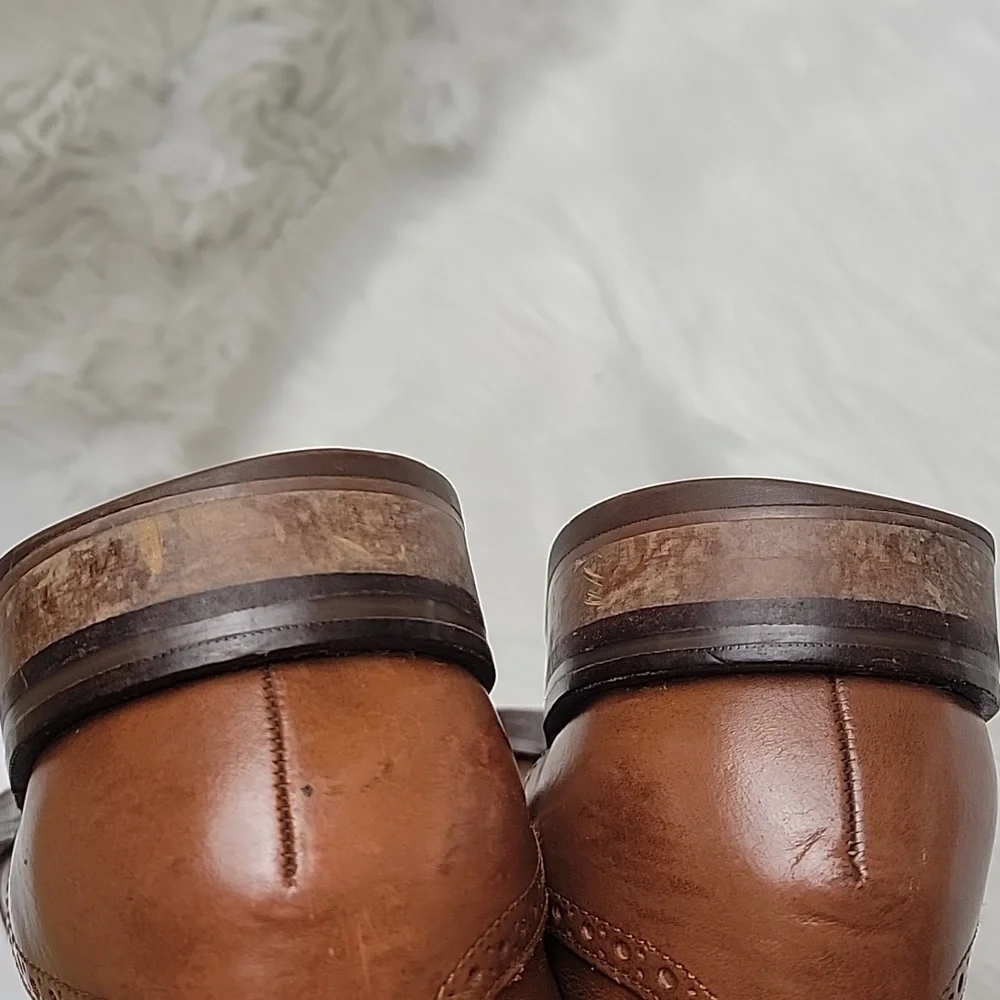 COLE HAAN Grand OS Madison Tan‎ Leather Wingtip Lace Up Oxford Dress Shoes 10